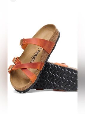 Birkenstock Women's Franca Original Footbed Oiled Leather Sandal- Burnt Orange S